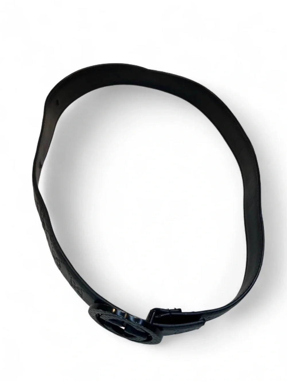 Black Leather Designer Logo Belt